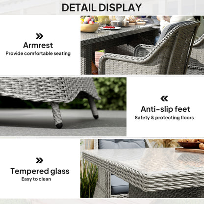 Outsunny Seven-Piece Rattan Dining Set - Mixed Grey