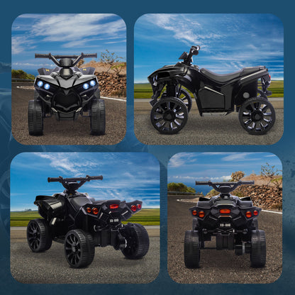 AIYAPLAY 6V Kids ATV, 4 Wheeler Electric Ride on Car with Music and LED Headlights, for Ages 3-6 Years Boys and Girls, Black