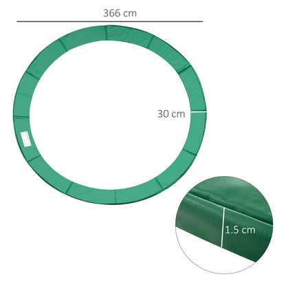 HOMCOM 12FT Replacement Trampoline Pad Thick Foam Safety Φ366cm Spring Cover Bounce Padding - Green