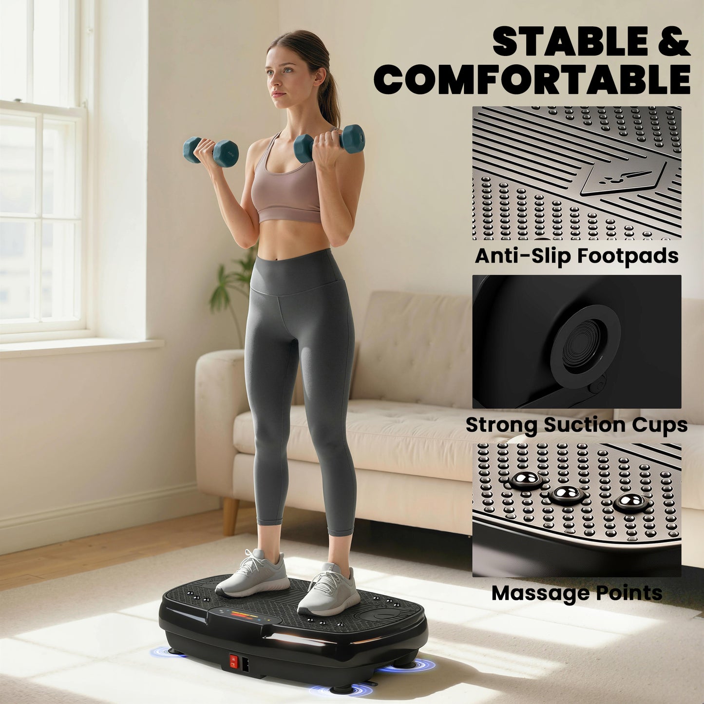 SPORTNOW Vibration Plate Exercise Machine with 120 Speed Levels, 5 Programs, Quiet Vibrating Plate with Resistance Bands