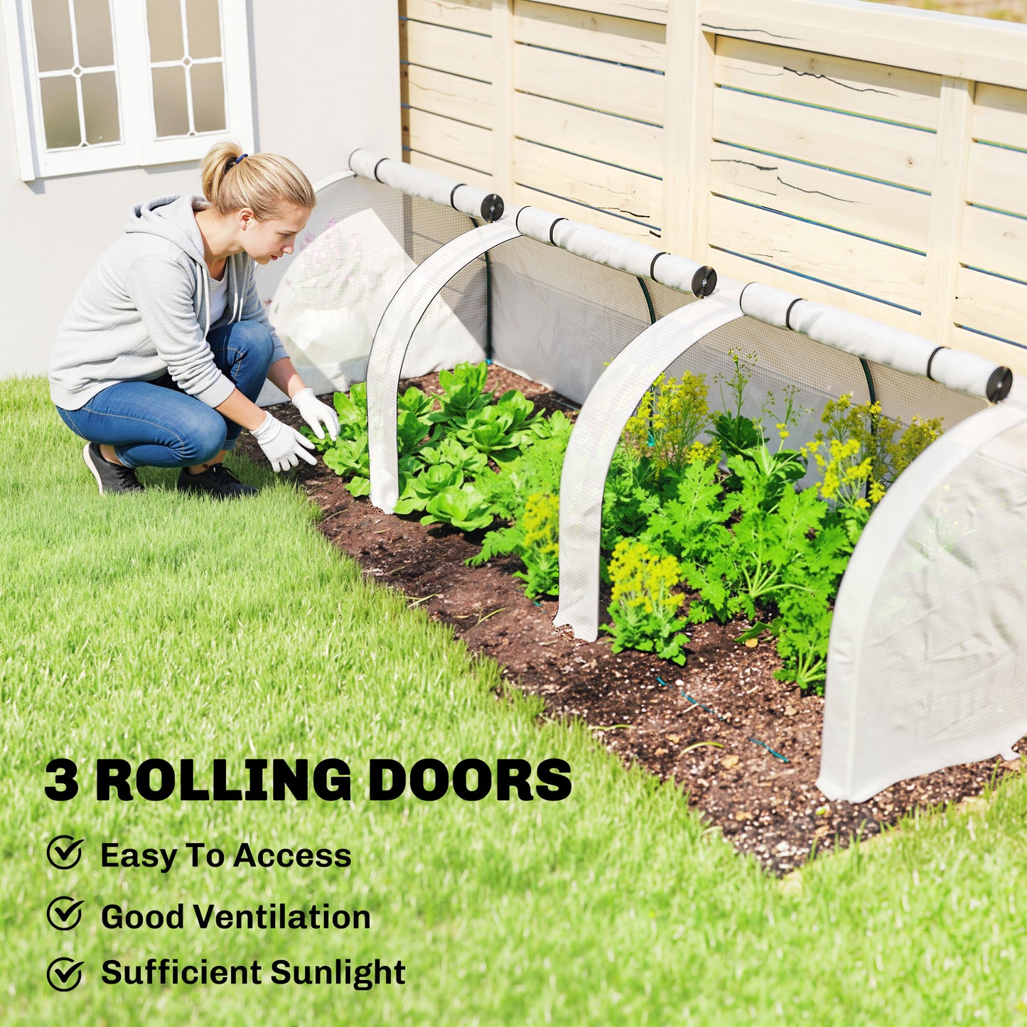 Outsunny 295  x 100 cm Low Tunnel Greenhouse - White