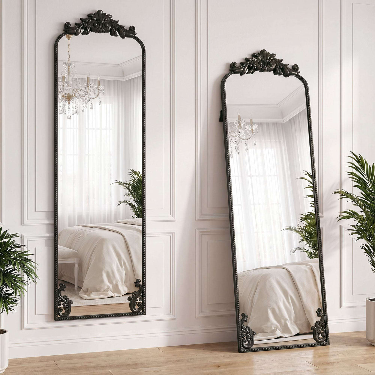 HOMCOM Floor Mirror, 50 x 160 cm Full Length Mirror with Baroque Metal Frame for Bedroom, Living Room, Dressing Room, Black