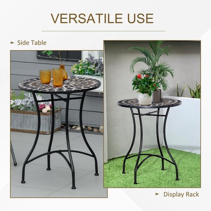 Outsunny Φ60cm Mosaic Outdoor Patio Table - Black