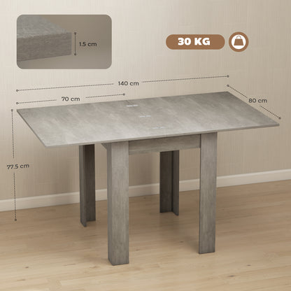 HOMCOM Folding Dining Table for 4-6, Rectangular Extendable Drop Leaf Table for Small Spaces, 140 x 80 x 77.5 cm, Grey
