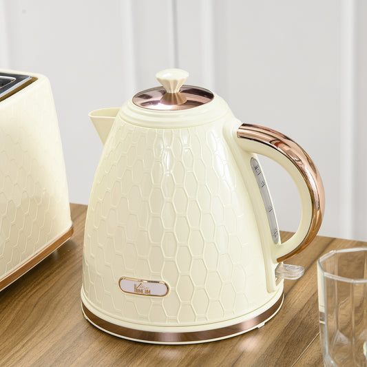 HOMCOM Electric Kettle, 1.7L, Fast Boil, 3000W Cordless Water Kettle with Removable Washable Anti-scale Filter, Beige