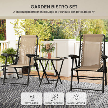 Outsunny Three-Piece Garden Table and Chair Set - Khaki--ChewyGames-ChewyGames