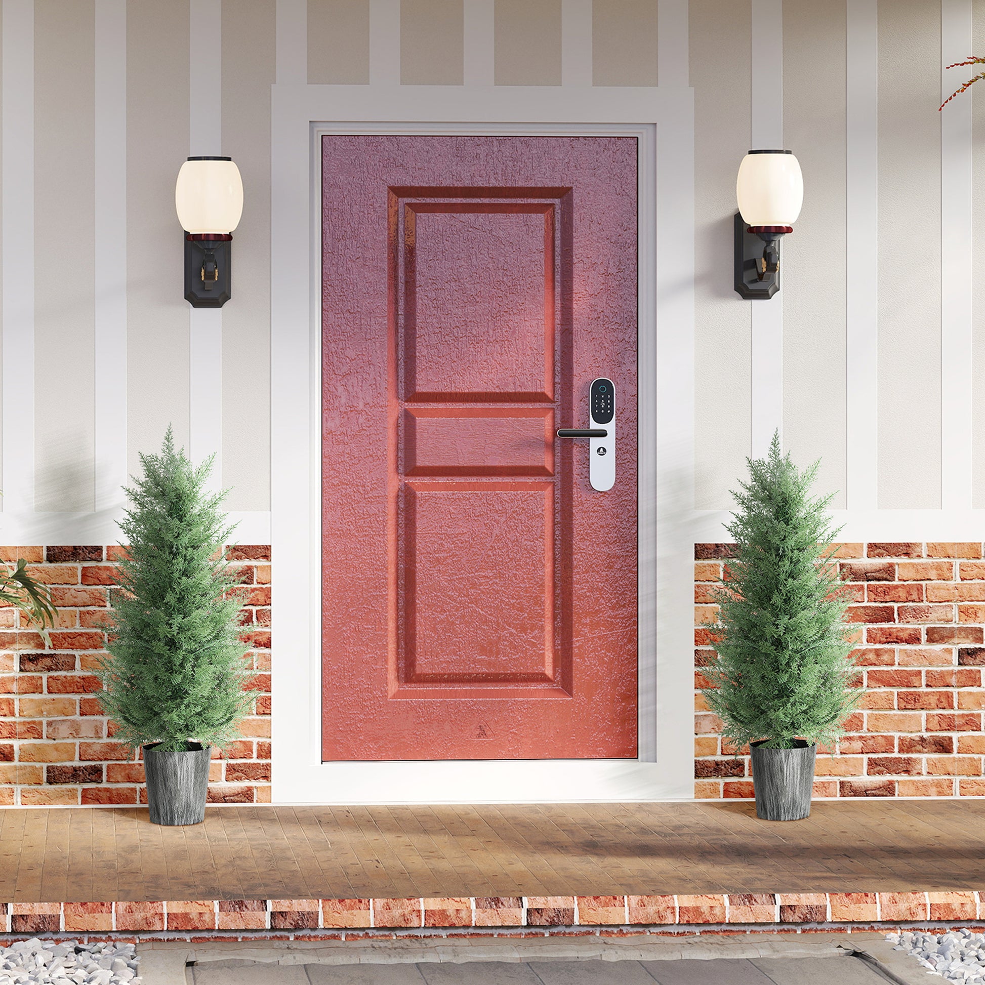 HOMCOM 90cm Artificial Cypress Trees Set of 2, UV Resistant Artificial Plants with Decorative Pot, Fake Plants for Indoor Outdoor Decor, Green--ChewyGames-ChewyGames