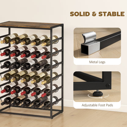 HOMCOM 30 Bottles Wine Rack, 6 Tier Free Standing Wine Storage Holder with Wood Effect Tabletop, Rustic Brown