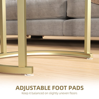 HOMCOM Marble-Effect Nest of Tables - Gold Tone/White