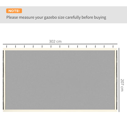 Outsunny 302 x 207cm Universal Replacement Mesh Sidewall Netting for Patio Gazebos and Canopy Tents, (Sidewall Only) Cream White
