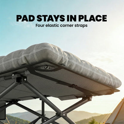 Outsunny Camping Cot with Soft Pad, 80cm Extra Wide Folding Cots with Side Pocket and Carry Bag, Grey