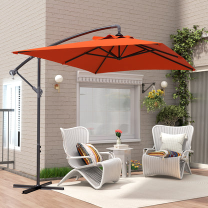 Outsunny 3(m) Cantilever Overhanging Parasol, with Cross Base - Orange--ChewyGames-ChewyGames