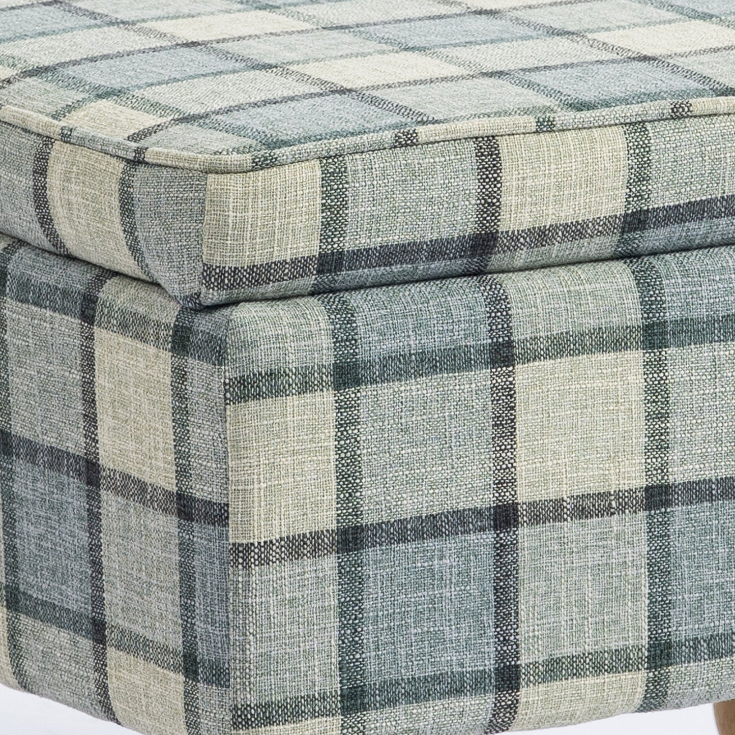 HOMCOM Linen Fabric Upholstered Footstool, Rectangular Storage Stool with Removable Top, Padded Seat and Hidden Space, Grey