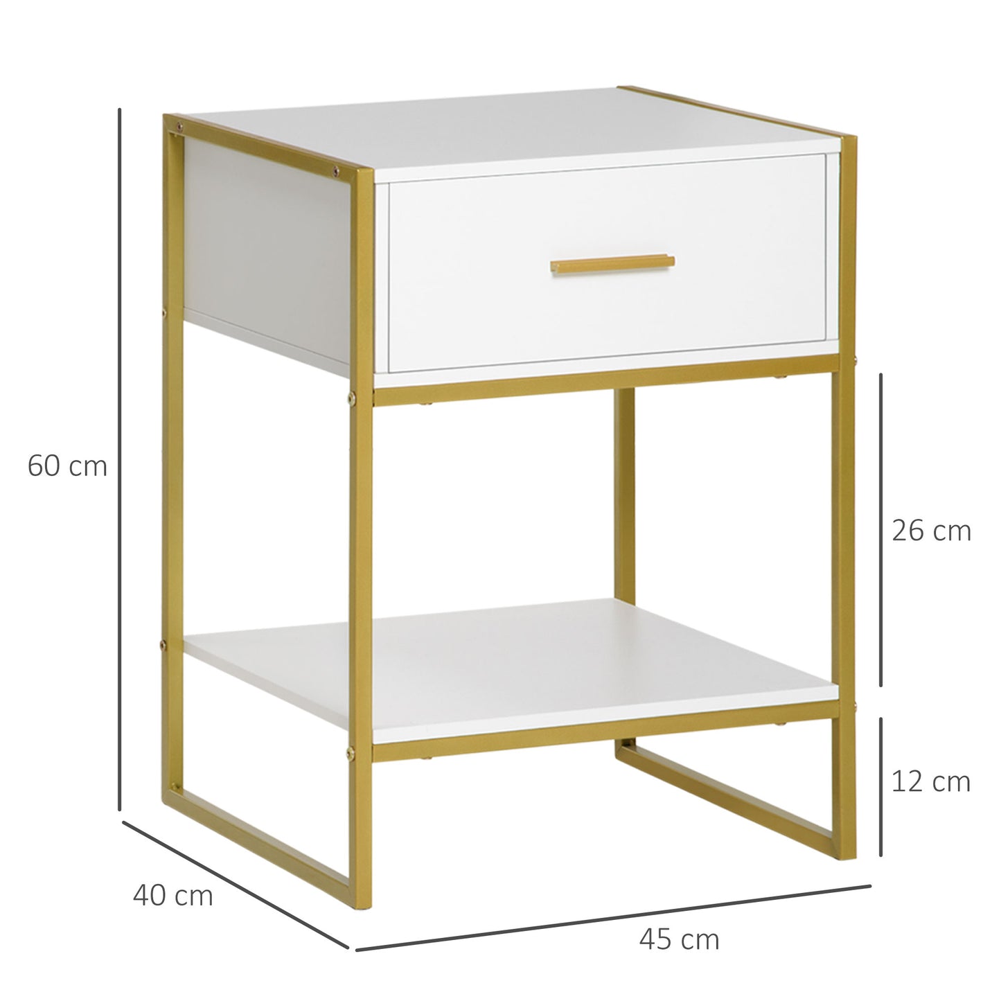 HOMCOM Bedside Table Set of 2, Modern Side Tables with Drawer and Shelf, Nightstands for Bedroom, White--ChewyGames-ChewyGames