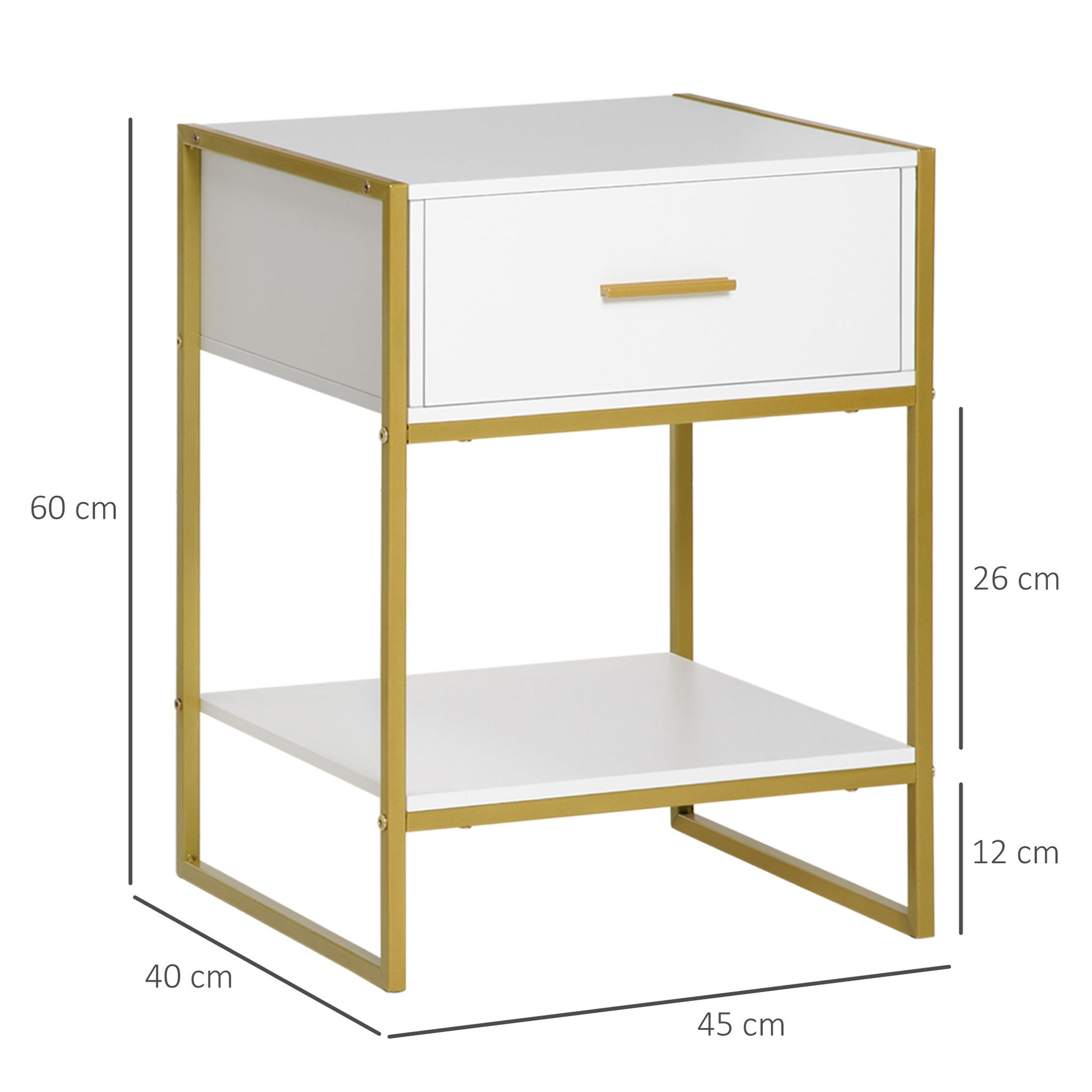 HOMCOM Bedside Table Set of 2, Modern Side Tables with Drawer and Shelf, Nightstands for Bedroom, White--ChewyGames-ChewyGames