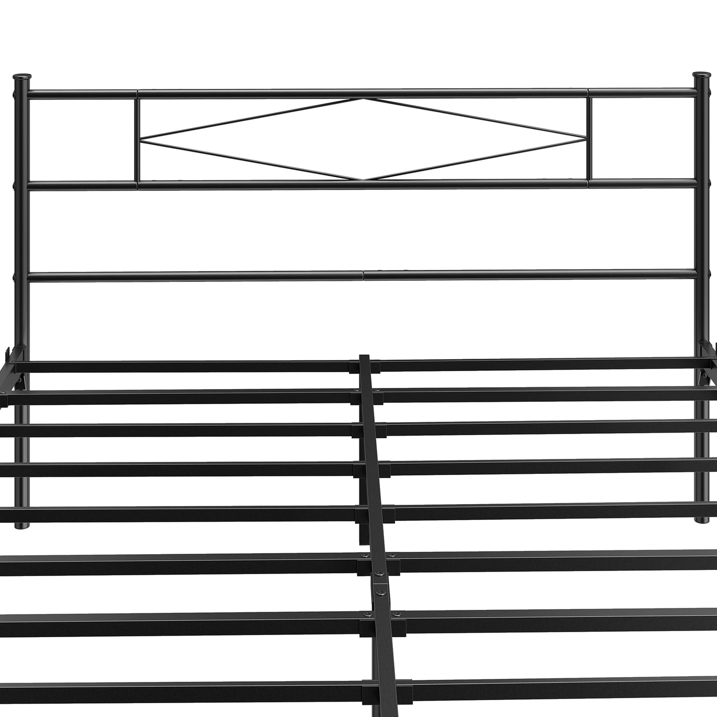 HOMCOM 4ft6 Double Bed Frame with Headboard and Footboard, Metal Platform Bed Frame with 32 cm Underbed Storage, Black