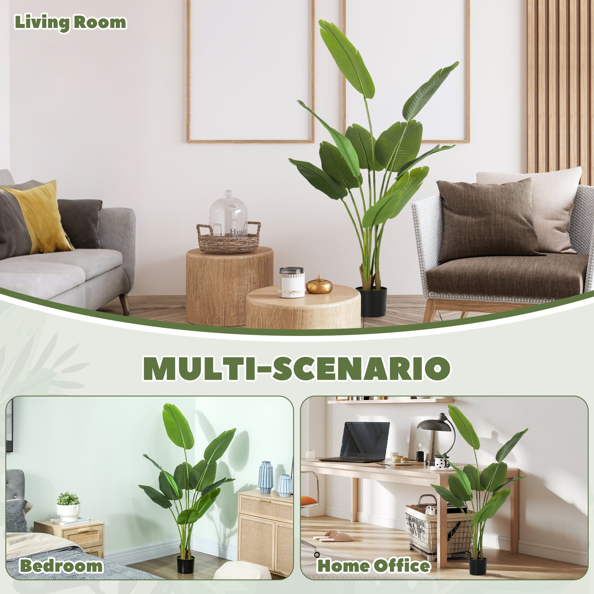 HOMCOM 160cm Tall Artificial Bird of Paradise Plant, Faux Banana Leaf Tree with PEVA Leaves and Flocking, Decorative Palm Tree in Pot for Home Office Decor, Green--ChewyGames-ChewyGames
