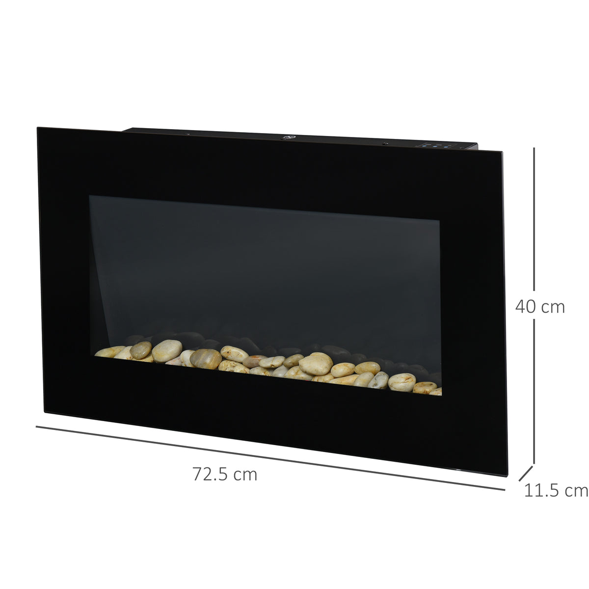 HOMCOM 1000W/2000W Electric Wall Fireplace w/ LED Flame Effect Timer Remote Sleek Stylish Safe Home Heating 20-25㎡