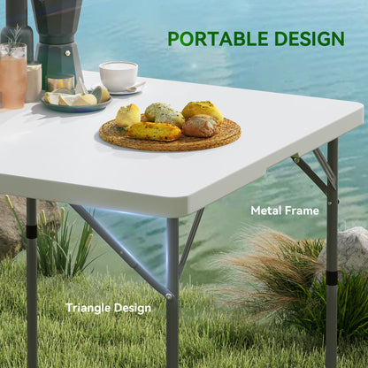 Outsunny 34/74cm Folding Camping Table, with Handle - White