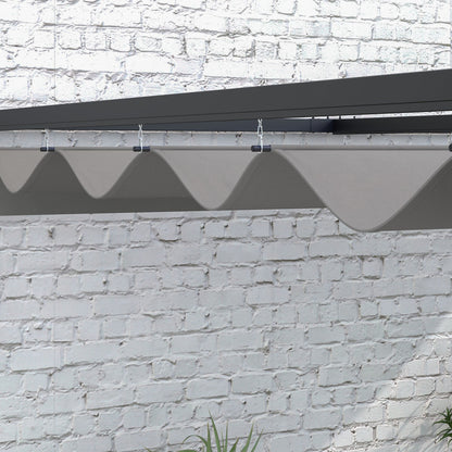 Outsunny 3 x 4m Lean To Steel Pergola with Moving Fabric Canopy - Dark Grey