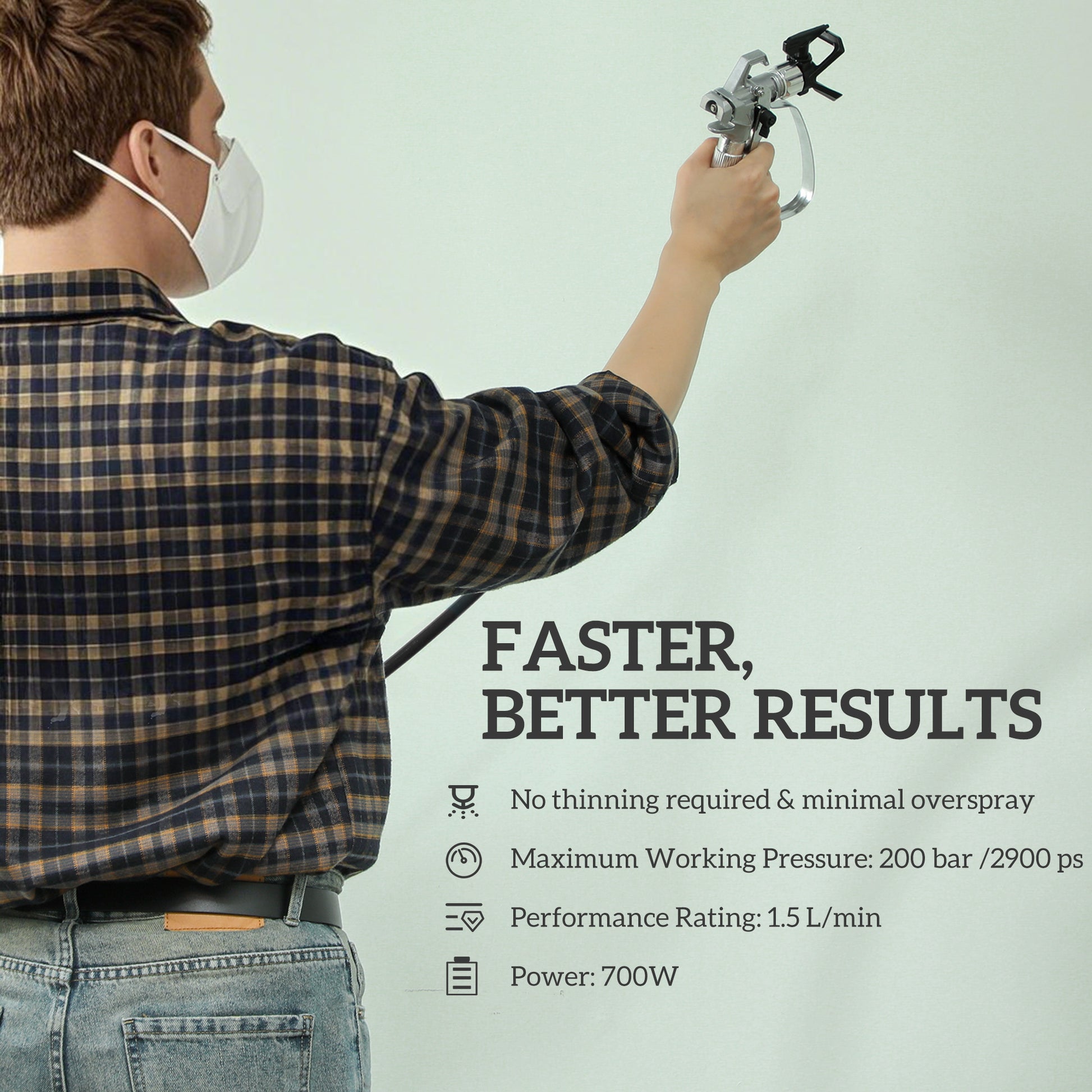 HOMCOM Airless Paint Sprayer, Thinning-Free Electric Paint Spray Gun for Walls, Fences & DIY Projects, Dark Blue-Airless Sprayers-ChewyGames-ChewyGames