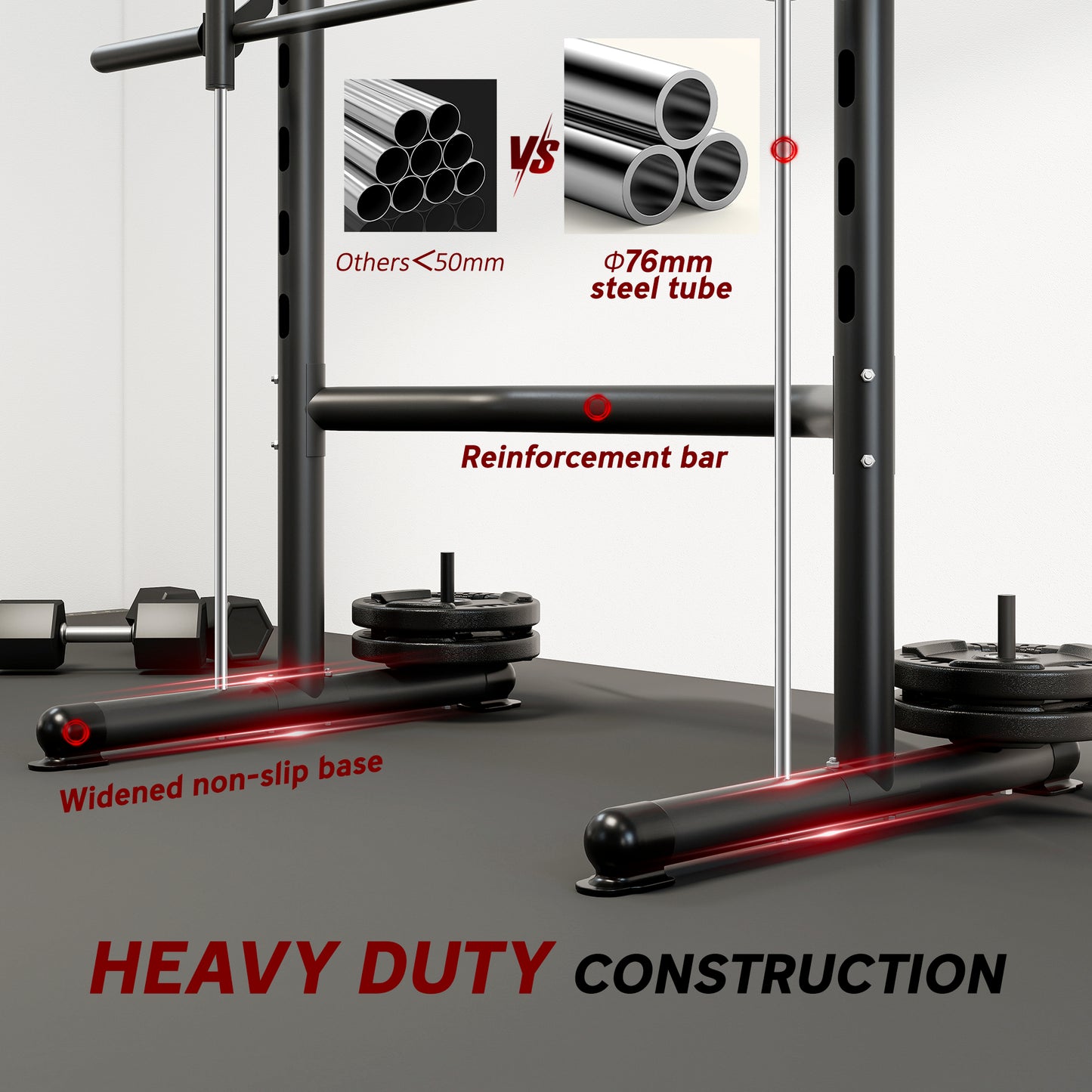 HOMCOM Adjustable Squat Rack, with Pull Up Bar, Barbell Bar for Home Gym--ChewyGames-ChewyGames
