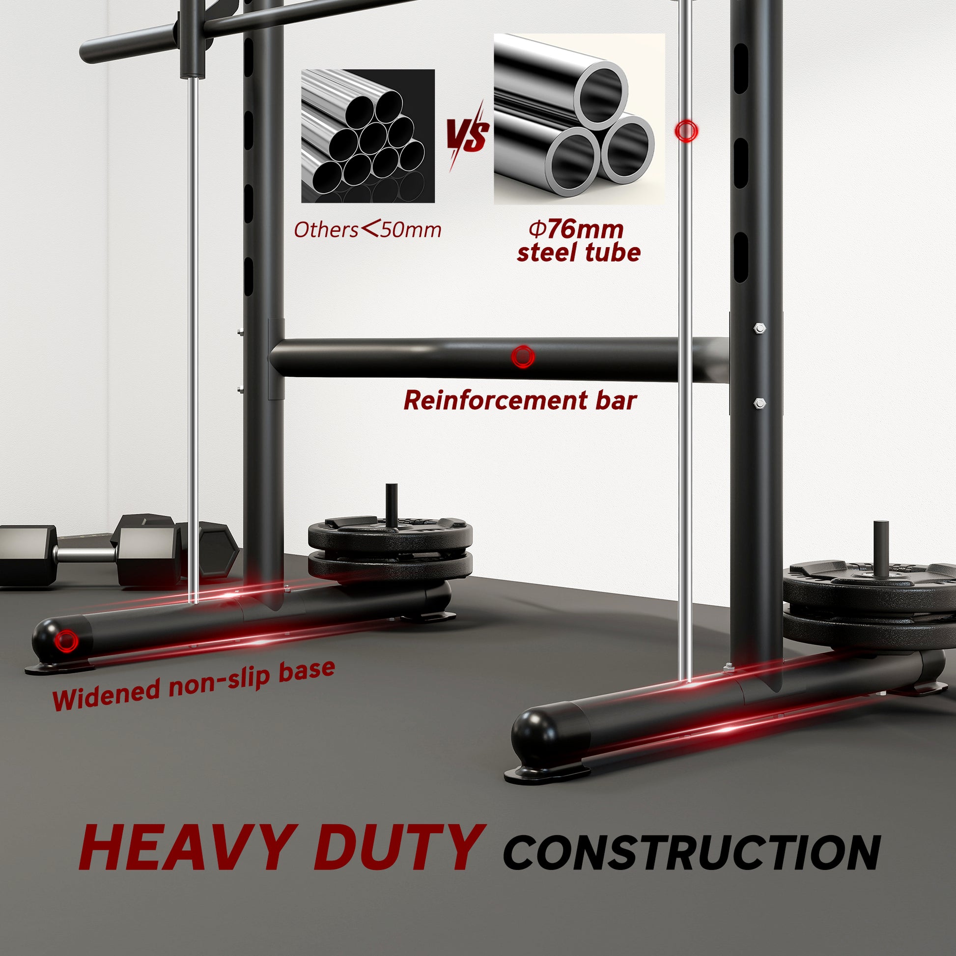 HOMCOM Adjustable Squat Rack, with Pull Up Bar, Barbell Bar for Home Gym--ChewyGames-ChewyGames