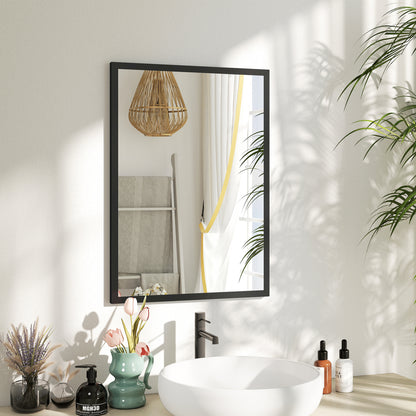 HOMCOM Wall Bathroom Mirror, 70 x 50 cm Wall-Mounted Mirror for Living Room, Bedroom, Hallway, Black