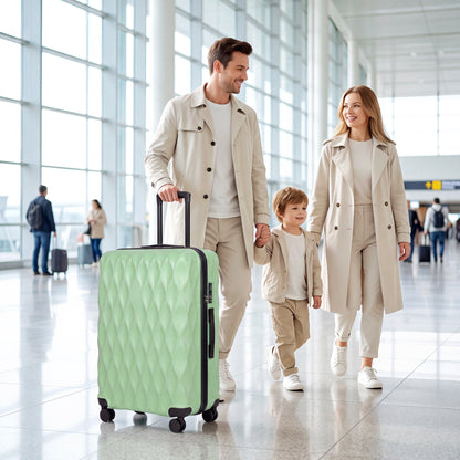 HOMCOM 77cm 98L Suitcase, Lightweight ABS Hard Shell Carry On Luggage with TSA Lock, Spinner Wheels, Telescopic Handle, Green
