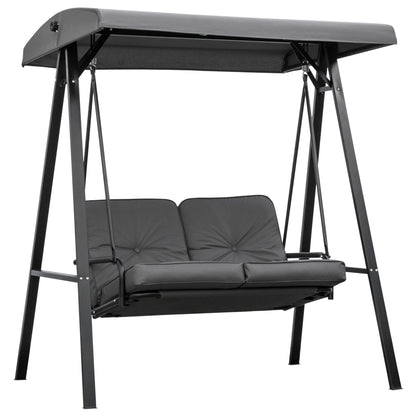 Outsunny 2 Seater Garden Swing Chair with Adjustable Tilting Canopy, Outdoor Hammock Bench with Steel Frame for Patio, 144 x 117 x 173 cm, Grey
