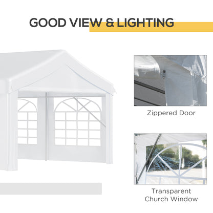 Outsunny 8m x 4m Garden Gazebo Marquee Wedding Shelter Level 4 Wind Protection, White