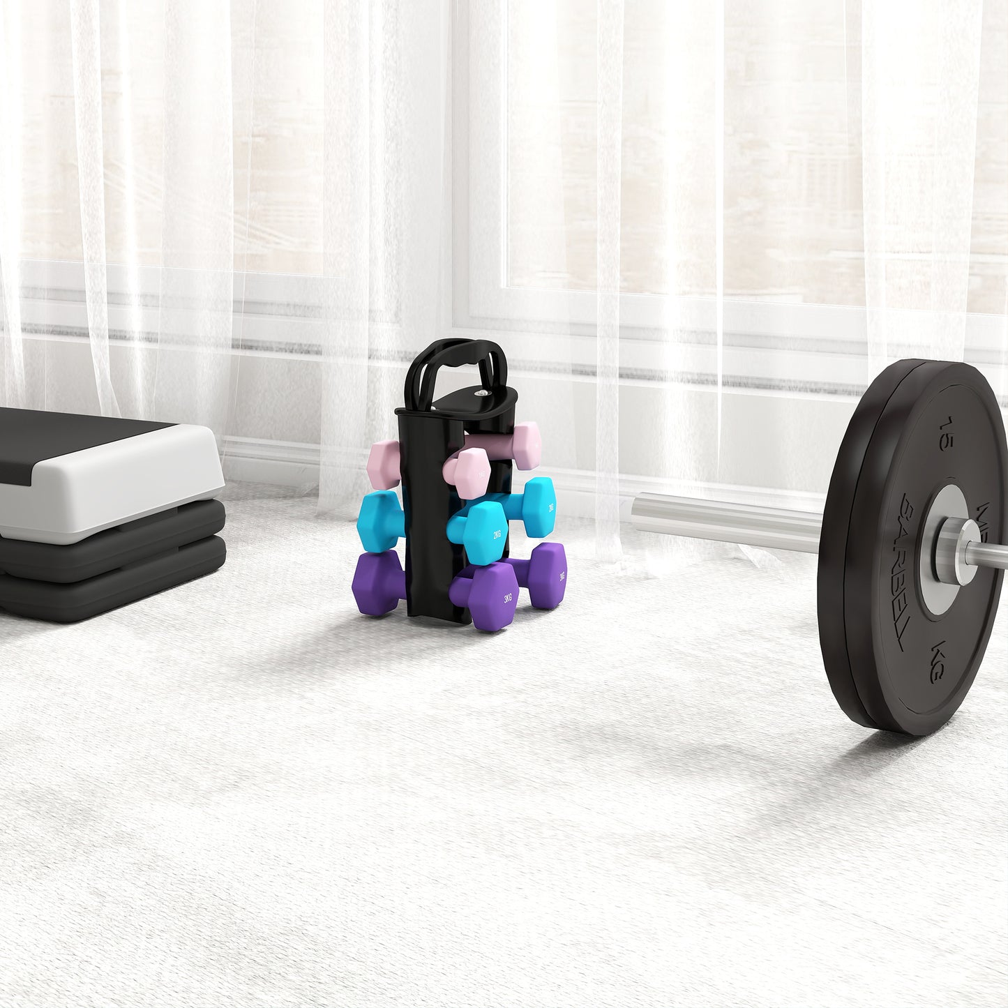 SPORTNOW Dumbbells Set with Storage Rack, 2 x 1kg, 2 x 2kg, 2 x 3kg, Pink