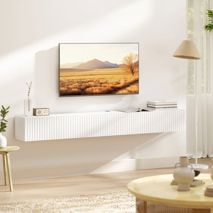 HOMCOM 80cm Floating TV Stand, Wall Mount TV Unit with Cable Management Hole, Fits up to 72" TV, White