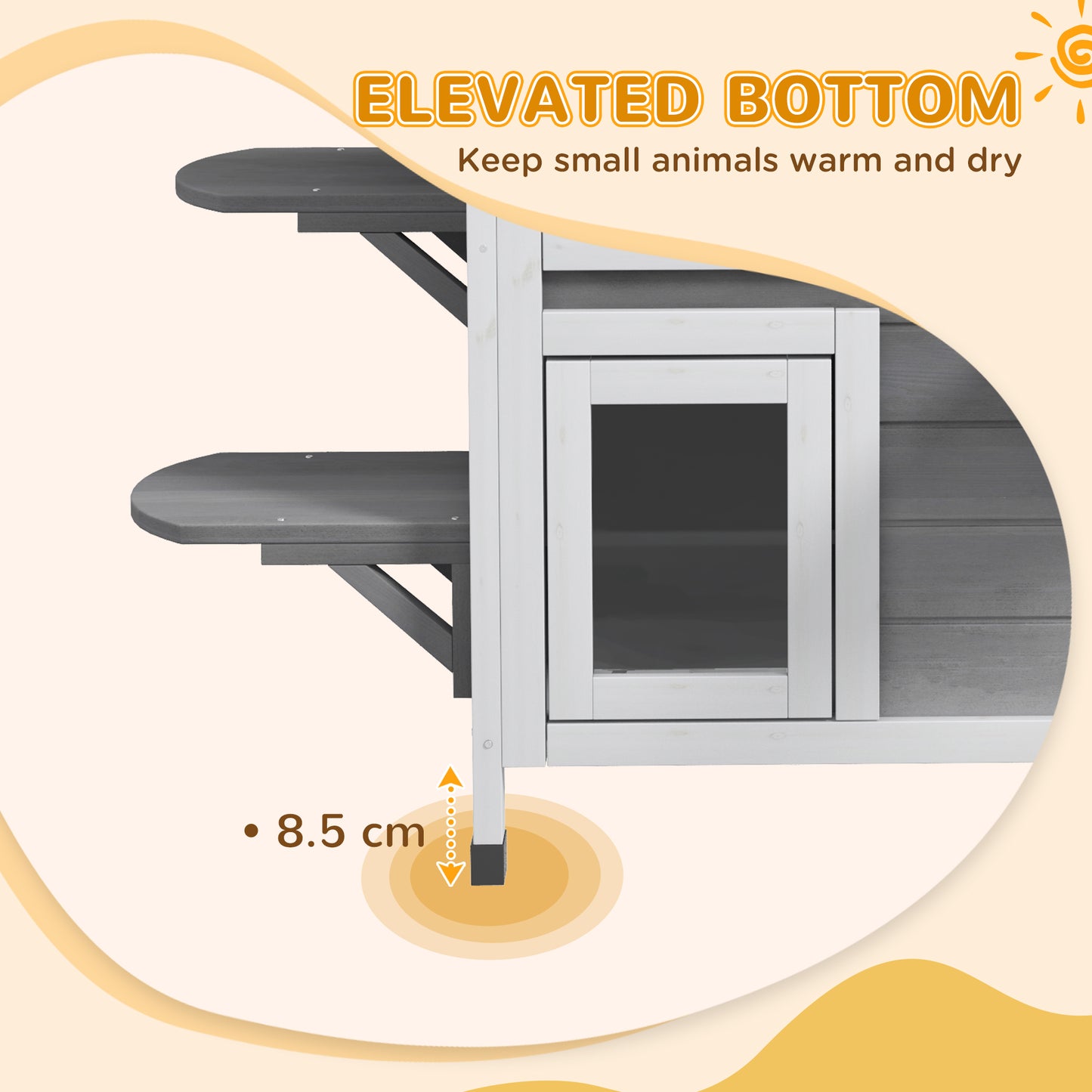 PawHut 2-story Cat House Outdoor, Weatherproof Wooden Cat Enclosure with Escape Door, Openable Roof, Jumping Platforms, Grey