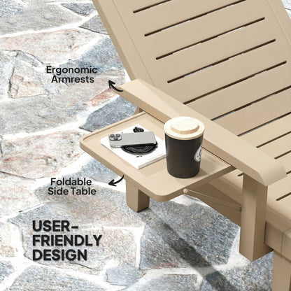 Outsunny Set of 2 Reclining Sun Loungers, 5 Positions Adjustable Outdoor Chaise Lounge Chair with Armrests, Khaki-Sunloungers-ChewyGames-ChewyGames