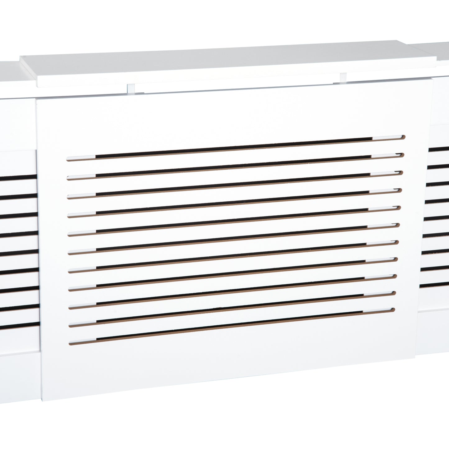 HOMCOM Extendable Radiator Cover, Modern MDF White Painted Cabinet with Horizontal Slats for Living Room, Bedroom, 139-208.5L x 20.5W x 82.5H cm