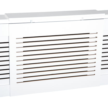 HOMCOM Extendable Radiator Cover, Modern MDF White Painted Cabinet with Horizontal Slats for Living Room, Bedroom, 139-208.5L x 20.5W x 82.5H cm