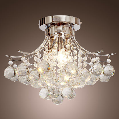 HOMCOM Crystal Chandeliers, 40cm K9 Droplets Ceiling Light with 3 E14 Bulb Base, Pendant Lights for Living Room, Bedroom, Dining Room, Hallway, Kitchen
