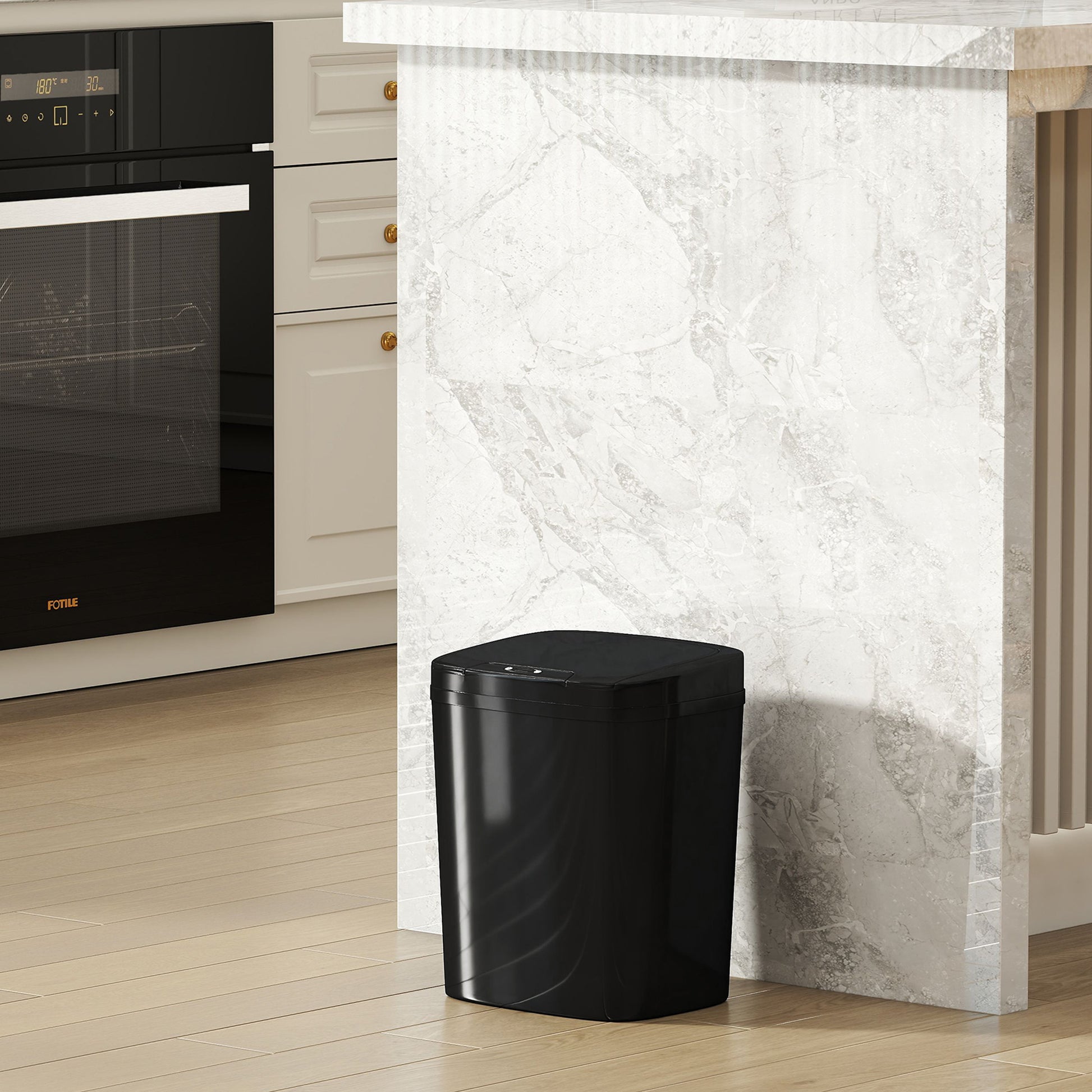 HOMCOM 15L Sensor Bin, Automatic Touchless Kitchen Bin, Easy Clean, Battery Operated for Home Office, Bedroom, Bathroom, Black--ChewyGames-ChewyGames