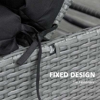 Outsunny Set of 2 Sun Lounger Cushions, Replacement Cushions for Rattan Furniture with Ties, 196 x 55 cm, Cushion ONLY, Black