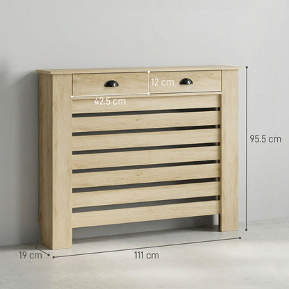 HOMCOM 95.5H x 111Wcm Radiator Cover, with Drawer - Oak