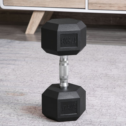 HOMCOM 2 x 17.5KG Rubber Hex Dumbbell Portable Hand Weights Dumbbell Home Gym Workout Fitness Hand Dumbbell