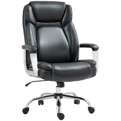 HOMCOM Ergonomic Office Chair, Heavy Duty Faux Leather Desk Chair with Tilt Function, Adjustable Height, 227kg 500LBS Swivel Computer Chair for Home Study, Black-Office Chairs-ChewyGames-ChewyGames
