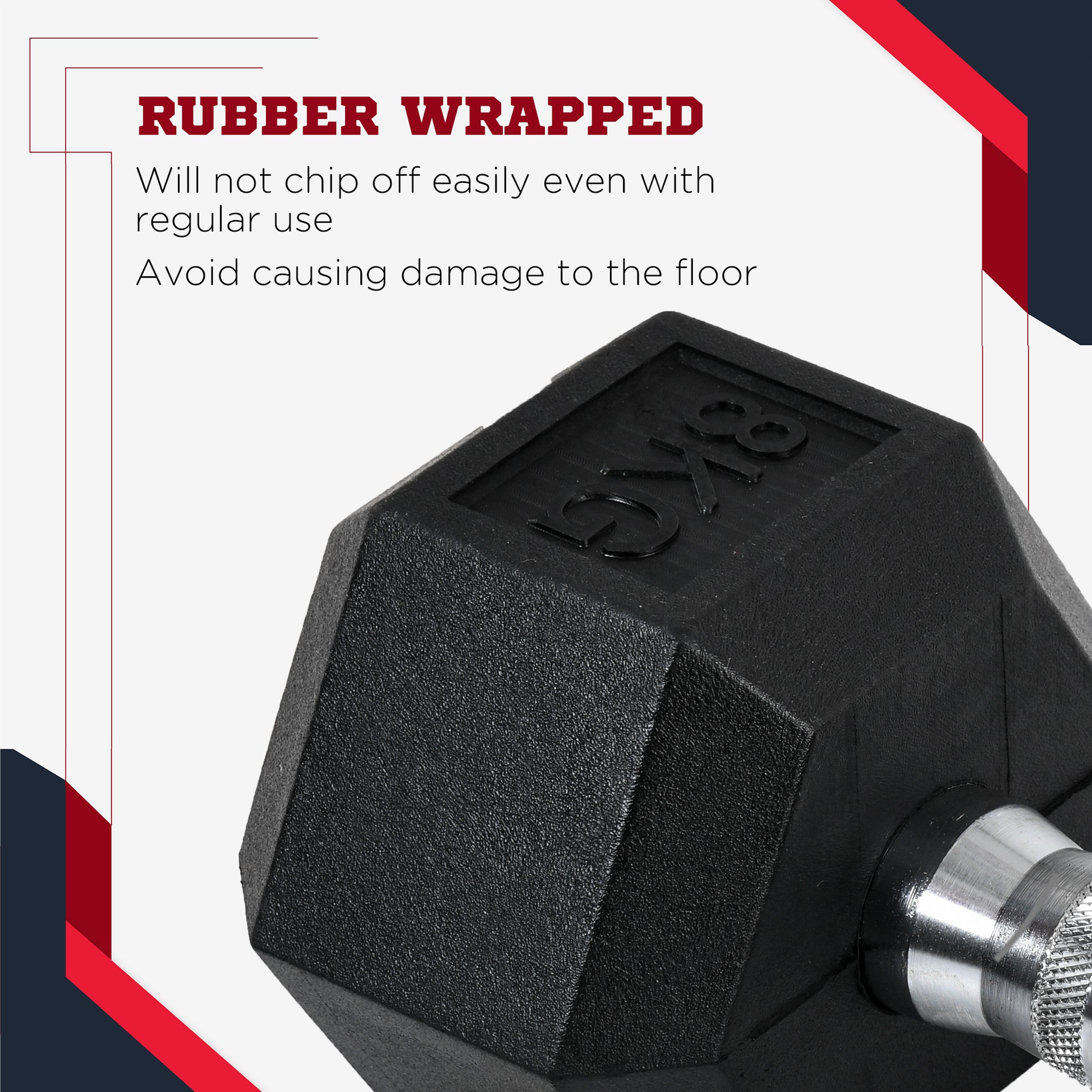 HOMCOM 2x8kg Hex Dumbbell Rubber Weights Sets Hexagonal Gym Fitness Lifting Home-Dumbbells-ChewyGames-ChewyGames