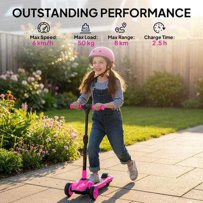 AIYAPLAY Three-Wheel Foldable Electric Scooter for Kids Aged 6-10 Years, Pink