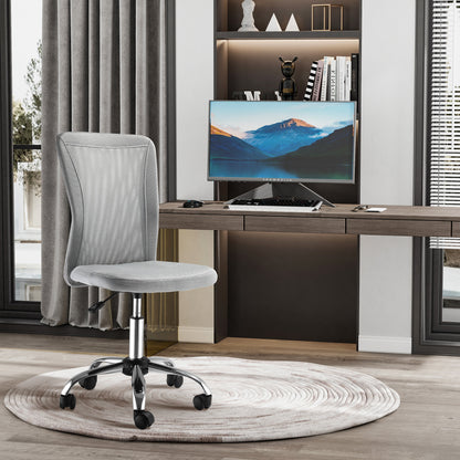 Vinsetto Office Chair, Armless Desk Chair, Adjustable Computer Swivel Chair with Rolling Wheels and Mesh Back for Home Work Study, Grey