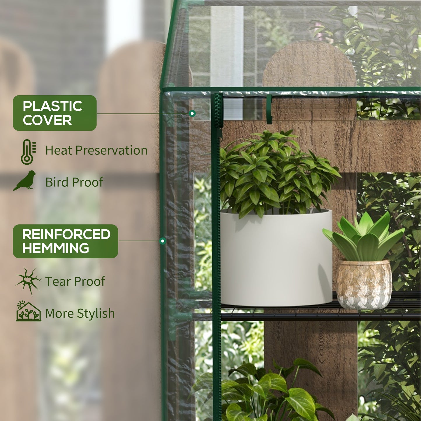 Outsunny 46 x 143cm Three-Shelf Mini Greenhouse - Clear