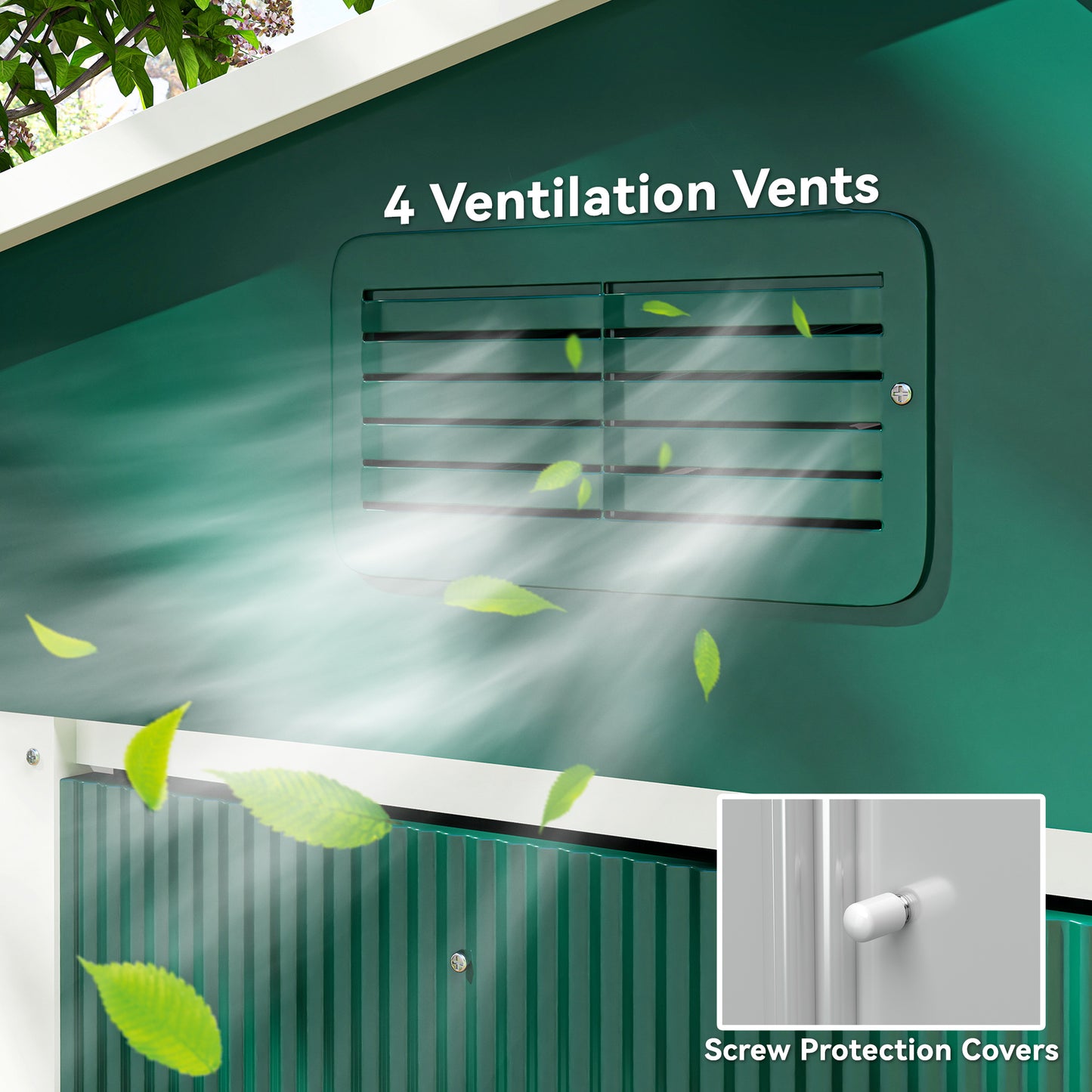 Outsunny 7.7 x 5.7ft Metal Garden Shed with Ventilation Slots and Sliding Doors, Galvanised Outdoor Tool Storage House, Green