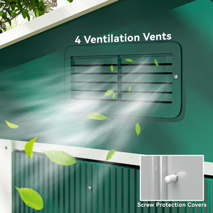 Outsunny 7.7 x 5.7ft Metal Garden Shed with Ventilation Slots and Sliding Doors, Galvanised Outdoor Tool Storage House, Green