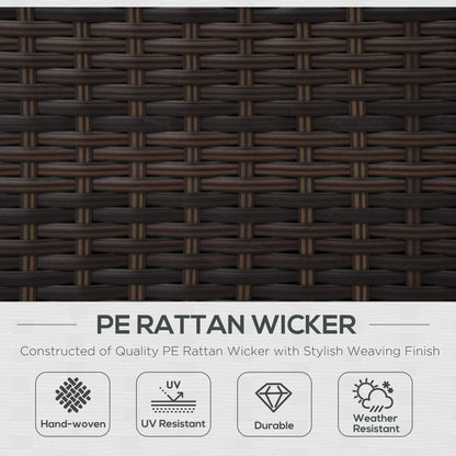 Outsunny Single Seater Rattan Chair, PE Wicker Garden Armchair with 10 cm Thickened Cushion, All-Weather Rattan Garden Chair with Armrests, Brown